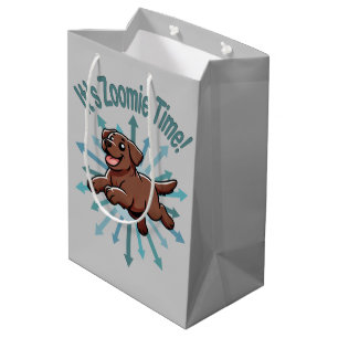 Sacola Para Presentes Média É Zoomie Time Chocolate Lab