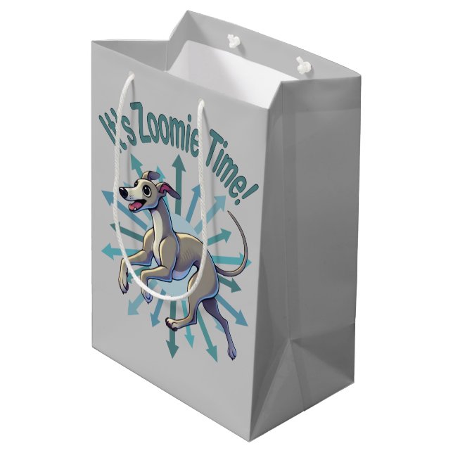 Sacola Para Presentes Média É Zoomie Time Greyhound (Verso inclinado)