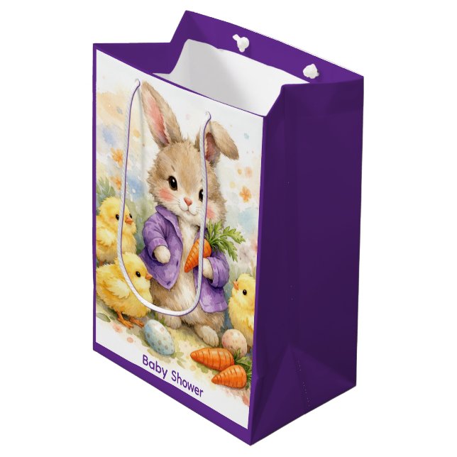 Sacola Para Presentes Média Easter Bunny Purple Jacket Baby Shower (Frente inclinada)