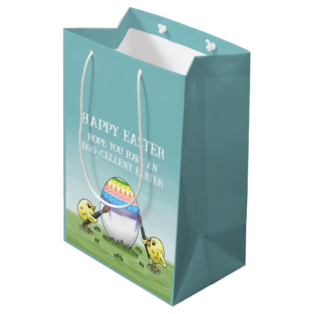 Sacola Para Presentes Média Easter Chicks' Egg-Cellent Easter (Verso inclinado)