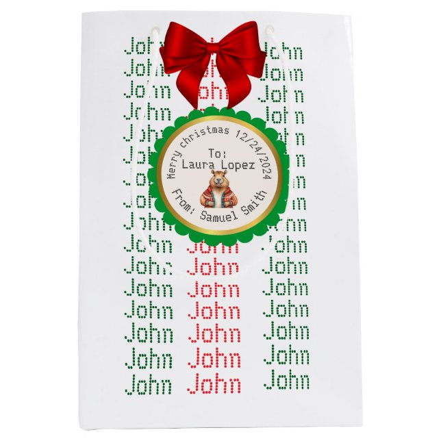 Sacola Para Presentes Média editable original christmas name (Frente)