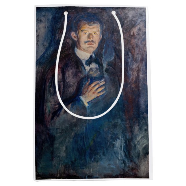 Sacola Para Presentes Média Edvard Munch - Autorretrato com Cigarro (Frente)
