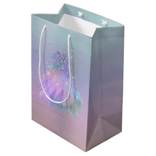Sacola Para Presentes Média Eethal Fairy Gown Rainbow Ombre Pastel Sheen