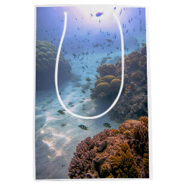 Sacola Para Presentes Média efeito de foto de recife de coral exótico