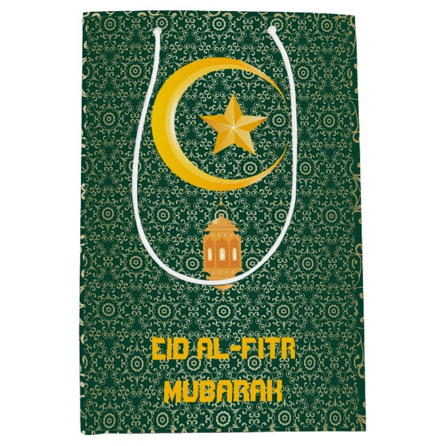 Sacola Para Presentes Média Eid al Fitr Mubarak Ramadan Kareem Moon Star (Frente)