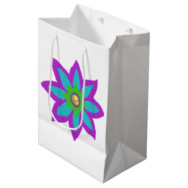 Sacola Para Presentes Média Eid de Flores Esparsas (Frente inclinada)