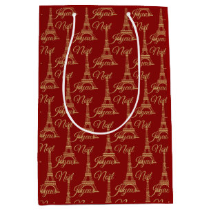 Sacola Para Presentes Média Eiffel Tower Joyeux Noel Medium Gift Bag