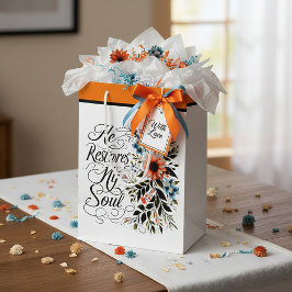 Sacola Para Presentes Média Ele restaura a minha alma floral