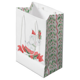 Sacola Para Presentes Média Elefante Branco-Cinto | Natal