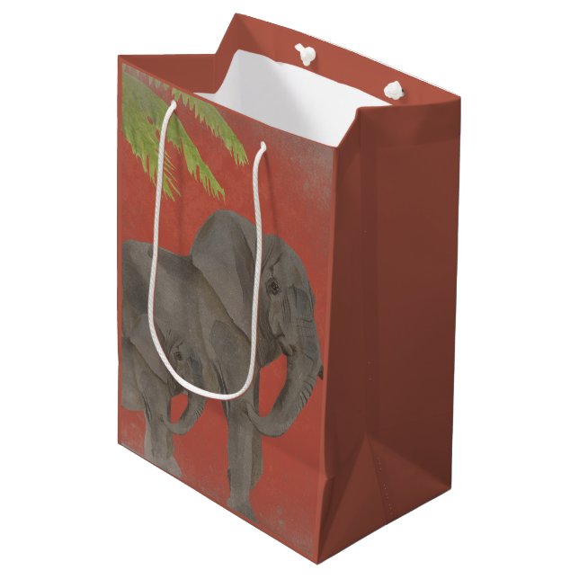 Sacola Para Presentes Média Elefante Vintage Animal da Selva (Frente inclinada)