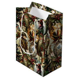 Sacola Para Presentes Média Elegância Natalina Vitoriana
