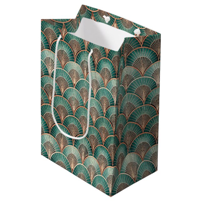 Sacola Para Presentes Média Elegant Art Deco tiled pattern  (Frente inclinada)