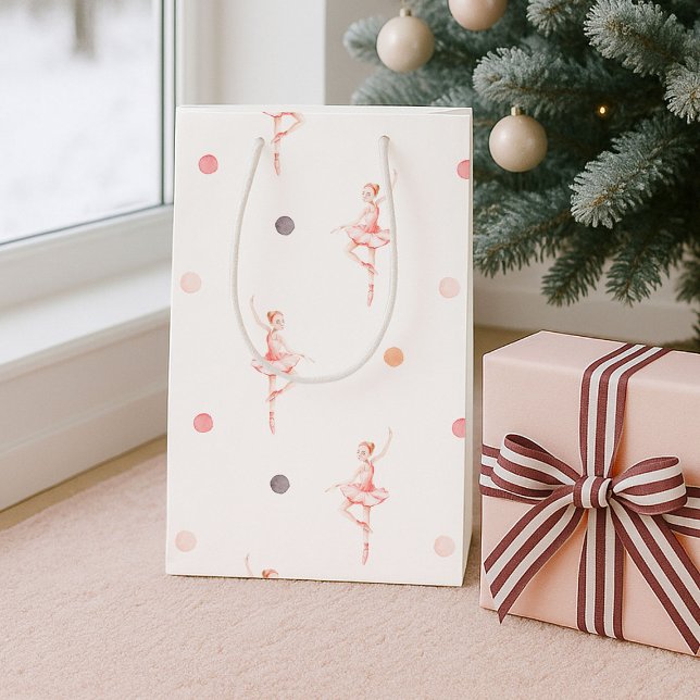 Sacola Para Presentes Média Elegant Ballerina Christmas  (Criador carregado)