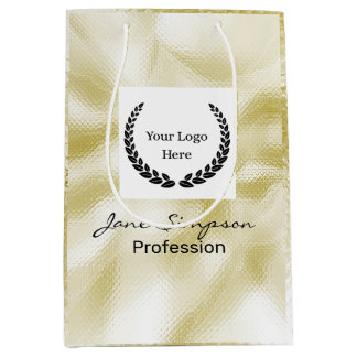 Sacola Para Presentes Média Elegant Logo Gold Texture