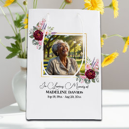Sacola Para Presentes Média Elegant Peonies Photo Funeral Keepsake