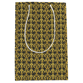 Sacola Para Presentes Média Elegant Rococo Revival Gold & Charcoal Baroque