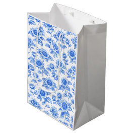 Sacola Para Presentes Média Elegant Toile du Jouy Sunflowers – Blue Botanical 