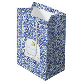 Sacola Para Presentes Média Elegante Arch Lemons Azulejos Azuis Boas-vindas