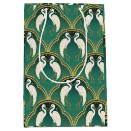 Sacola Para Presentes Média Elegante Art Deco Crane Padrão