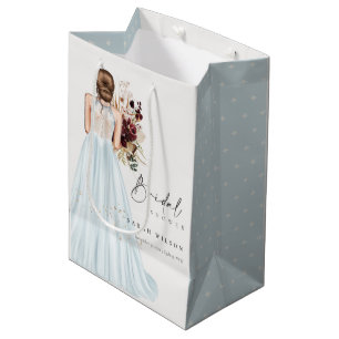 Sacola Para Presentes Média Elegante Boho Aqua Blue Weding Chá de panela