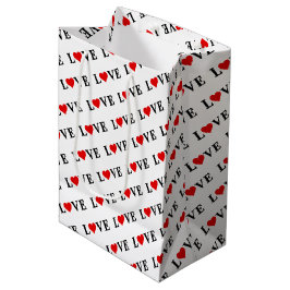 Sacola Para Presentes Média Elegante Classic LOVE Heart Motif