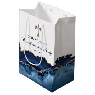 Sacola Para Presentes Média Elegante Confirmação Igreja Festa Personalizada Az