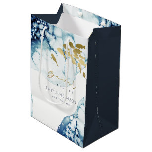 Sacola Para Presentes Média ELEGANTE Dourado MARINHA SUBAQUÁTICO PEIXE CHUVA D