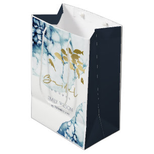 Sacola Para Presentes Média ELEGANTE Dourado MARINHA SUBAQUÁTICO PEIXE CHUVA D