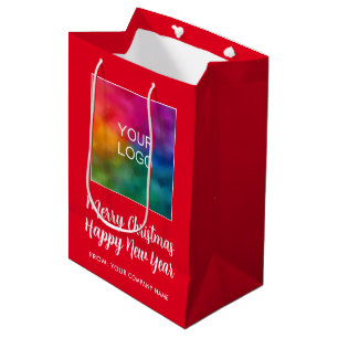 Sacola Para Presentes Média Elegante Feliz Natal Feliz Ano Novo Personalizado