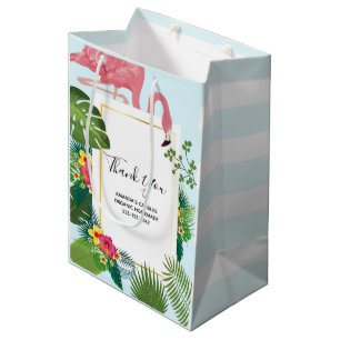 Sacola Para Presentes Média Elegante Flamingo Rosa Tropical Empresarial