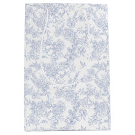Sacola Para Presentes Média Elegante Floral Blue French Toile