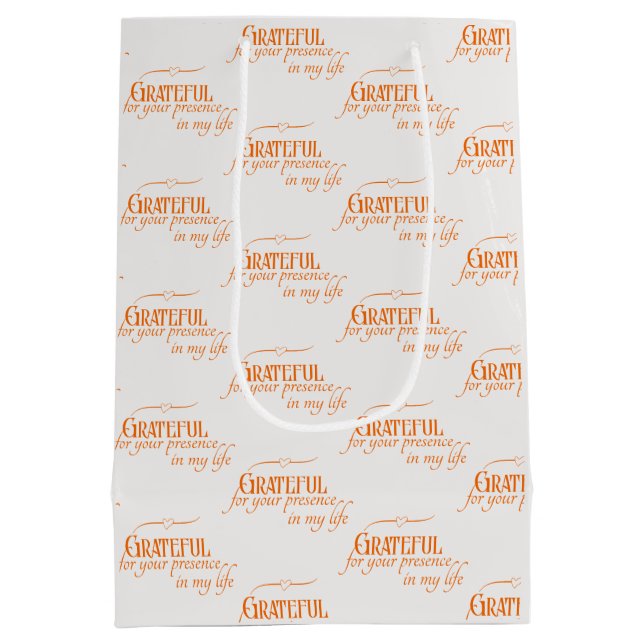 Sacola Para Presentes Média Elegante Grata Queda De Ação De Graças Pumpkin Ora (Verso)