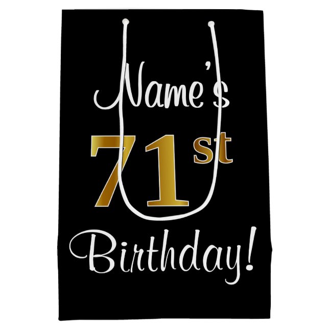 Sacola Para Presentes Média Elegante, Luxuoso, Faux Dourado Aniversário 71rua (Verso)