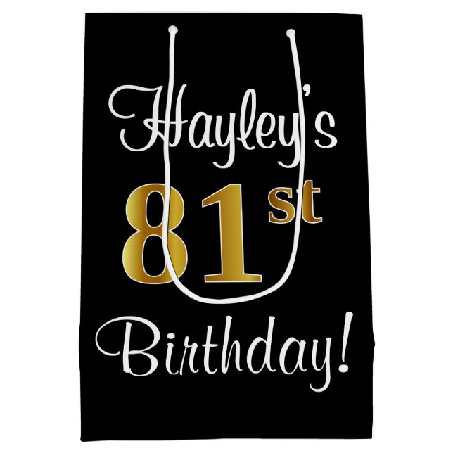 Sacola Para Presentes Média Elegante, Luxuoso, Faux Dourado Aniversário 81rua (Verso)