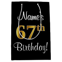 Sacola Para Presentes Média Elegante, Luxuoso, Faux Dourado Olha 67º aniversár