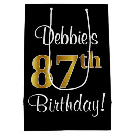 Sacola Para Presentes Média Elegante, Luxuoso, Faux Dourado Olha 87º aniversár