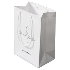 Sacola Para Presentes Média Elegante Minimalista Botânica Branca