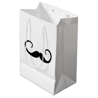 Sacola Para Presentes Média Elegante Mustache