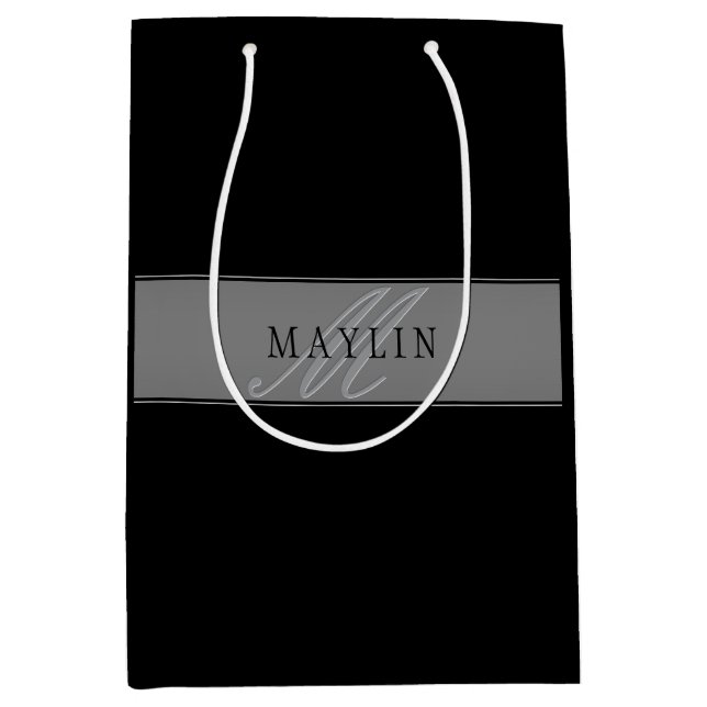 Sacola Para Presentes Média Elegante Nome Comercial de Rótulo Editável/Outro T (Frente)