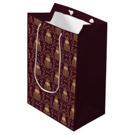 Sacola Para Presentes Média Elegante Noz Nutcracker Natal Damask