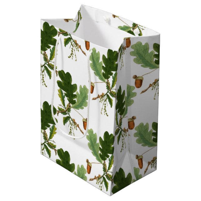 Sacola Para Presentes Média Elegante Oak Leaf e Acorn (Frente inclinada)