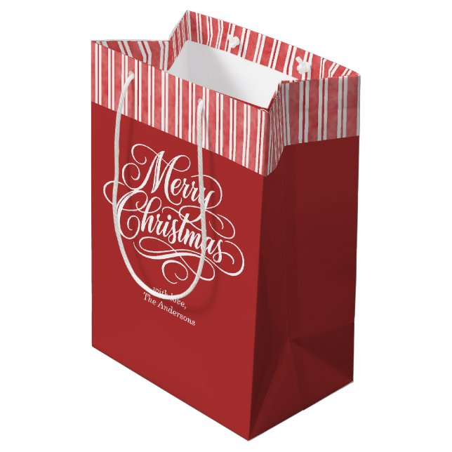 Sacola Para Presentes Média Elegante roteiro de Natal feliz (Verso inclinado)
