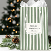 Elegante Saco de Presente Personalizado Verde Sage