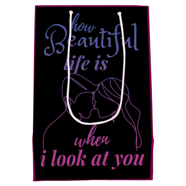 Sacola Para Presentes Média Elegante Te Ama Por Dia de os namorados (Verso)