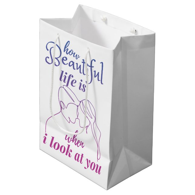 Sacola Para Presentes Média Elegante Te Ama Por Dia de os namorados (Frente inclinada)