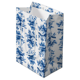 Sacola Para Presentes Média Elegante Vintage Rosas Azuis da China