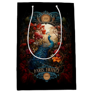 Sacola Para Presentes Média Elegante Vintage Victorian Peacock Romântico