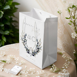 Sacola Para Presentes Média Elegante Watercolor Olive Branch ANY Birthday