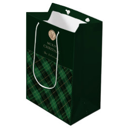 Sacola Para Presentes Média Elegante xadrez verde personalizado