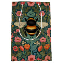 Elegantes flores boho retro de abelha primavera